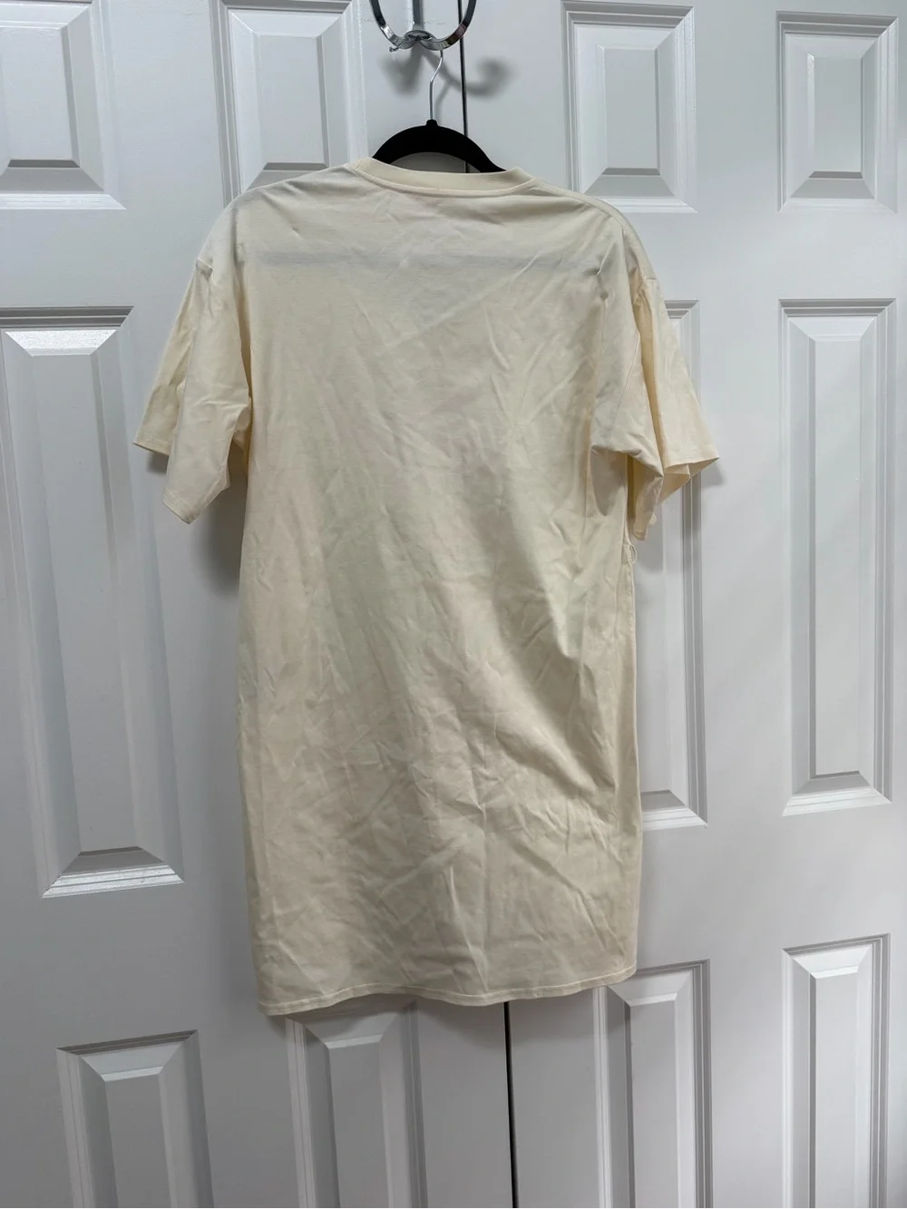 Tory Burch Cream Short Sleeve T-shirt Dress with Embellished Logo